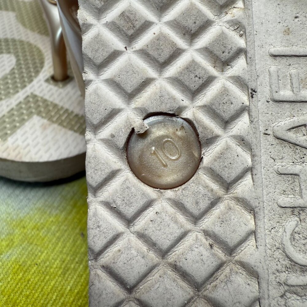 Michael Kors Womens Flip Flops Size 10M PVC Upper EVA Outsole Beige & White - Picture 6 of 7
